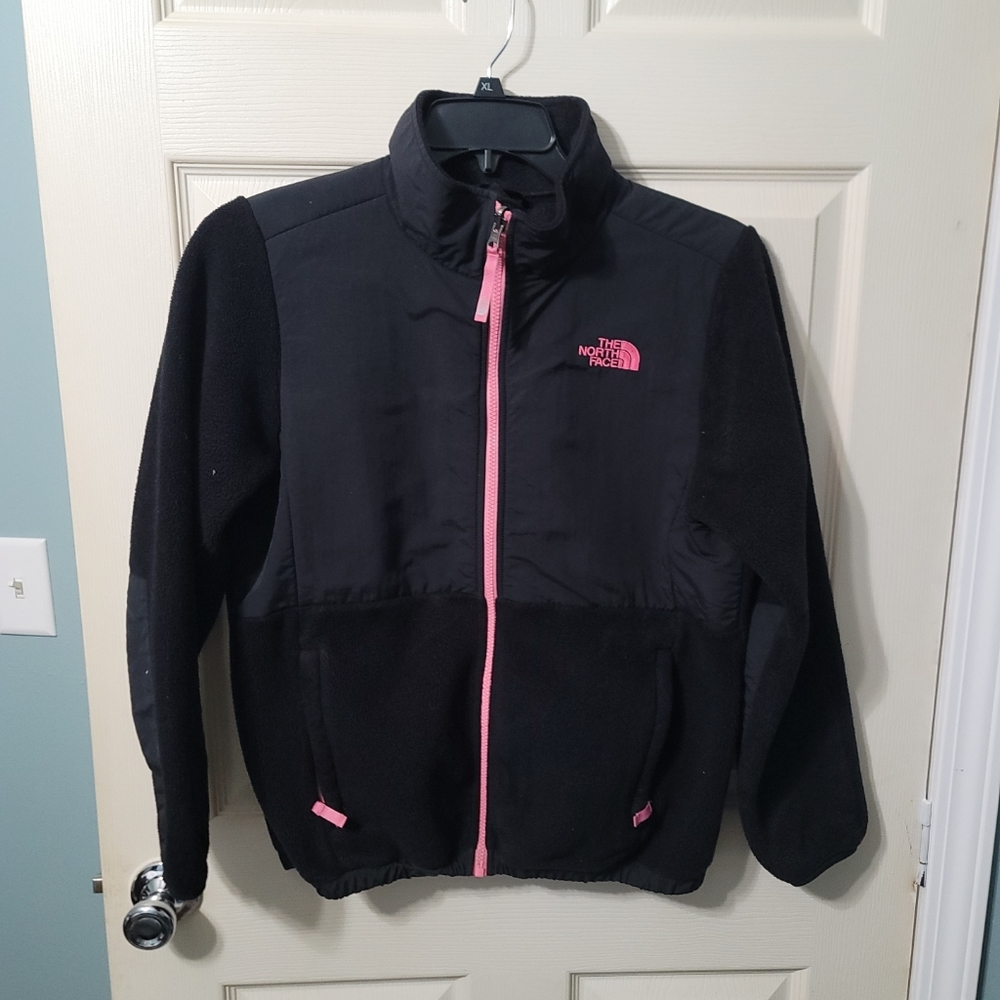 The North Face‎ Black W/ Pink Full Xip Polartec Recycled Girls XL 18 EUC